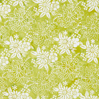 Frosted Foliage Batiks - Floral Chain Green Seedling Yardage