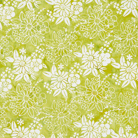 Frosted Foliage Batiks - Floral Chain Green Seedling Yardage