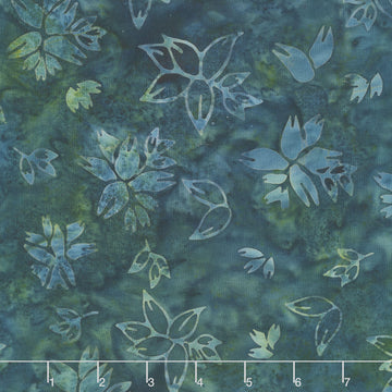 Frosted Foliage Batiks - Leaf Collections Teal Bridgewater Yardage