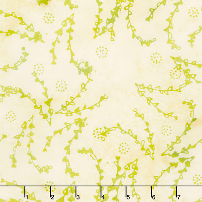 Frosted Foliage Batiks - Lines of Vines Yellow Parchment Yardage