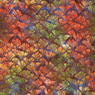 Dreamweaver Batiks - Ginko Leaf Multi Purple Fluorite Yardage