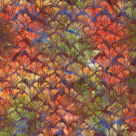 Dreamweaver Batiks - Ginko Leaf Multi Purple Fluorite Yardage