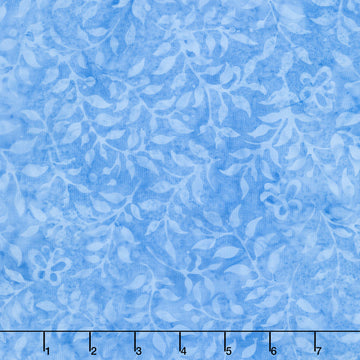Enchanted Flutter Batiks - Butterfly & Leaves Blue Yardage