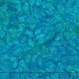 Enchanted Flutter Batiks - Butterfly Dragonfly Leaves Teal Yardage