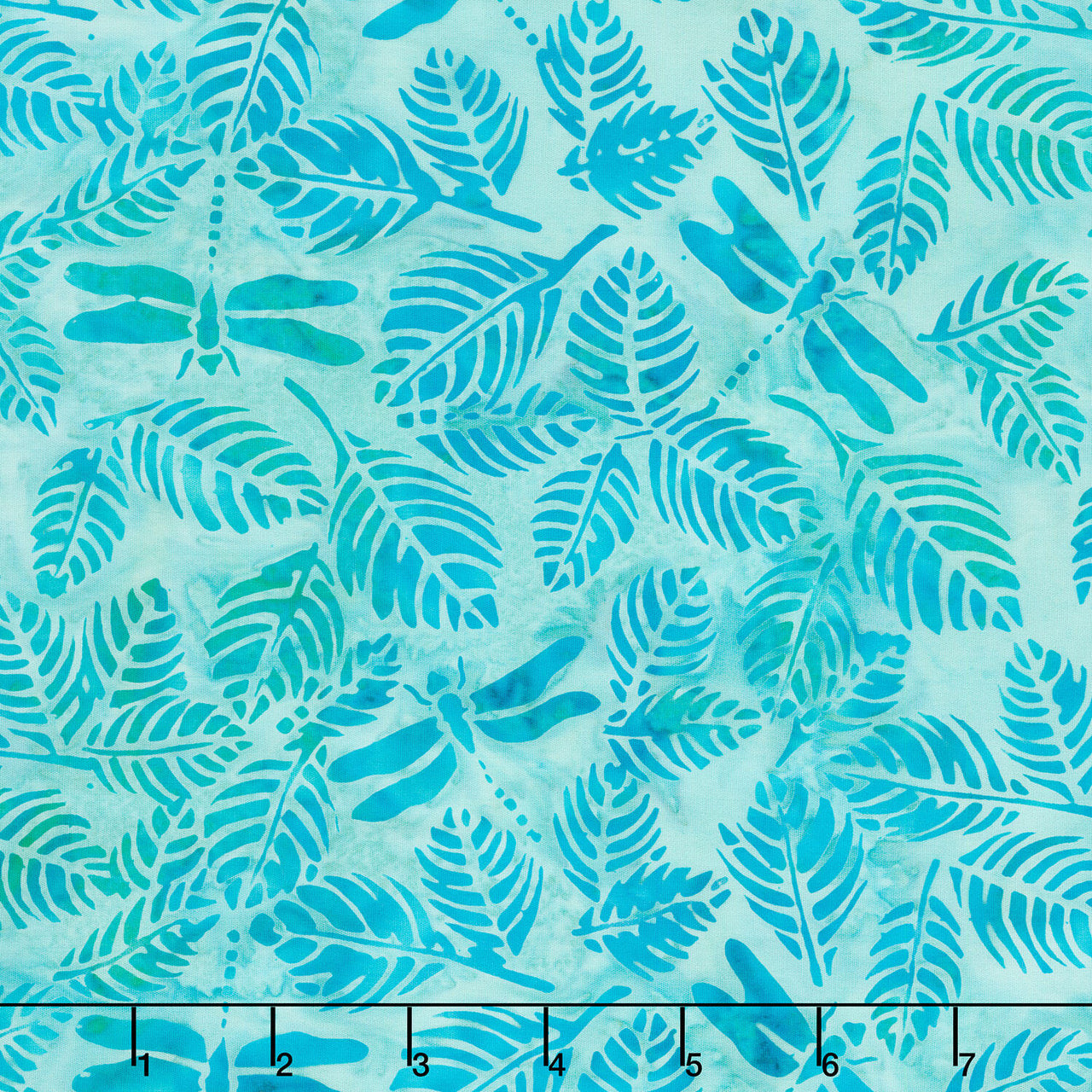 Enchanted Flutter Batiks - Dragonfly Leaves Teal Sea Glass Yardage