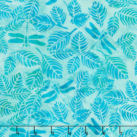 Enchanted Flutter Batiks - Dragonfly Leaves Teal Sea Glass Yardage