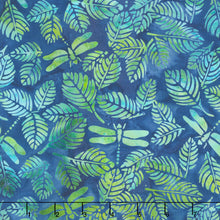 Enchanted Flutter Batiks - Dragonfly Leaves Multi Marbles Yardage