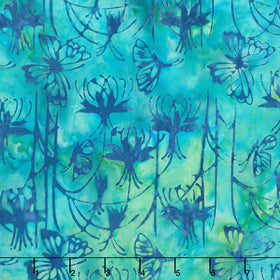 Enchanted Flutter Batiks - Fuchsia Butterfly Multi Marbles Yardage