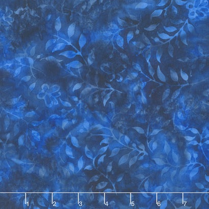 Enchanted Flutter Batiks - Butterfly & Leaves Blue Ocean Yardage