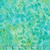 Enchanted Flutter Batiks - Butterfly Dragonfly Leaves Teal Yardage