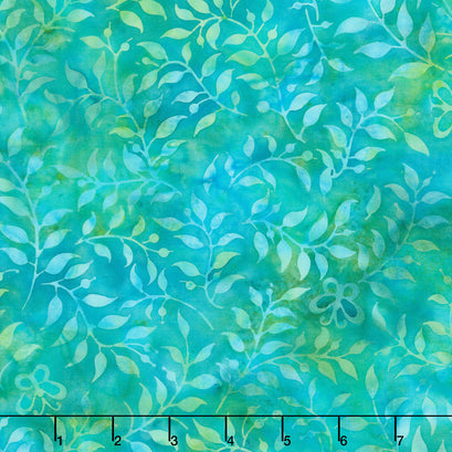 Enchanted Flutter Batiks - Butterfly & Leaves Teal Yardage