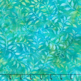 Enchanted Flutter Batiks - Butterfly & Leaves Teal Yardage