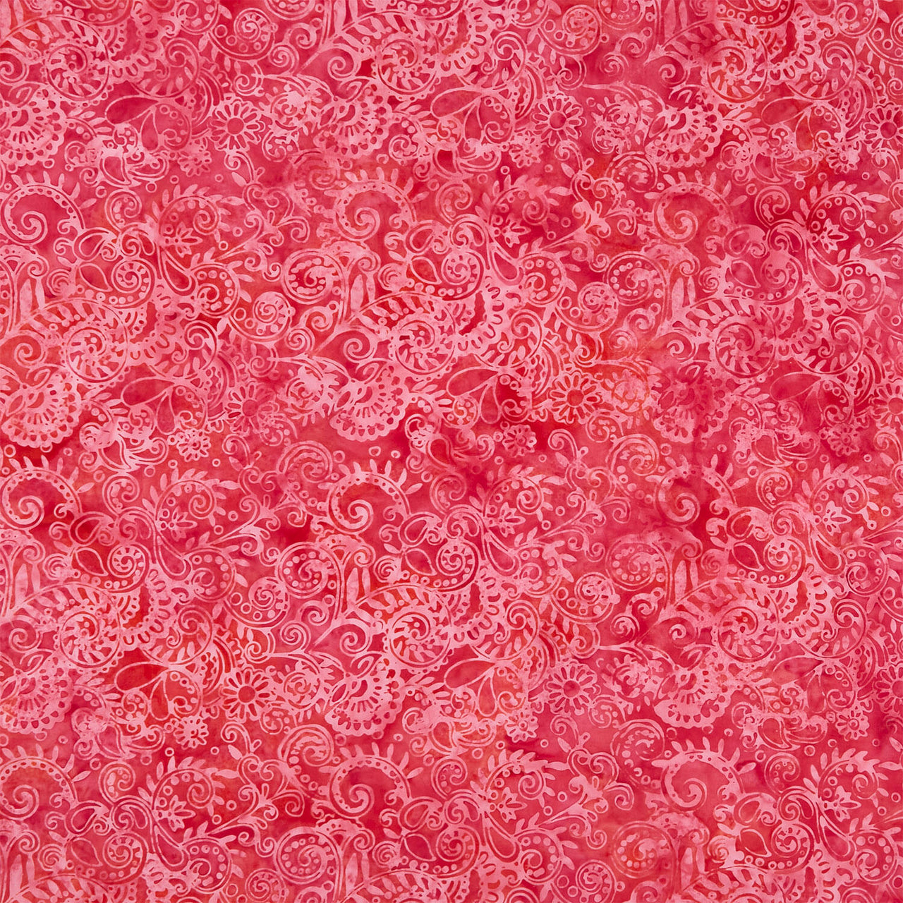 Paisley Pop Batiks - Floral Paisley Multi Pink Red Yardage