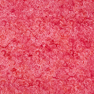 Paisley Pop Batiks - Floral Paisley Multi Pink Red Yardage