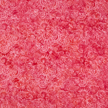 Paisley Pop Batiks - Floral Paisley Multi Pink Red Yardage