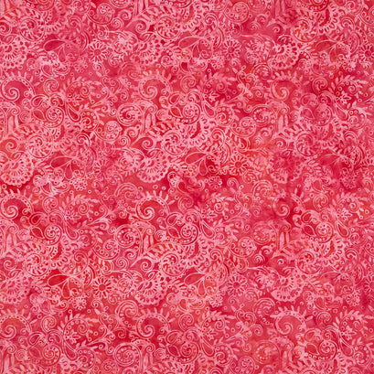 Paisley Pop Batiks - Floral Paisley Multi Pink Red Yardage