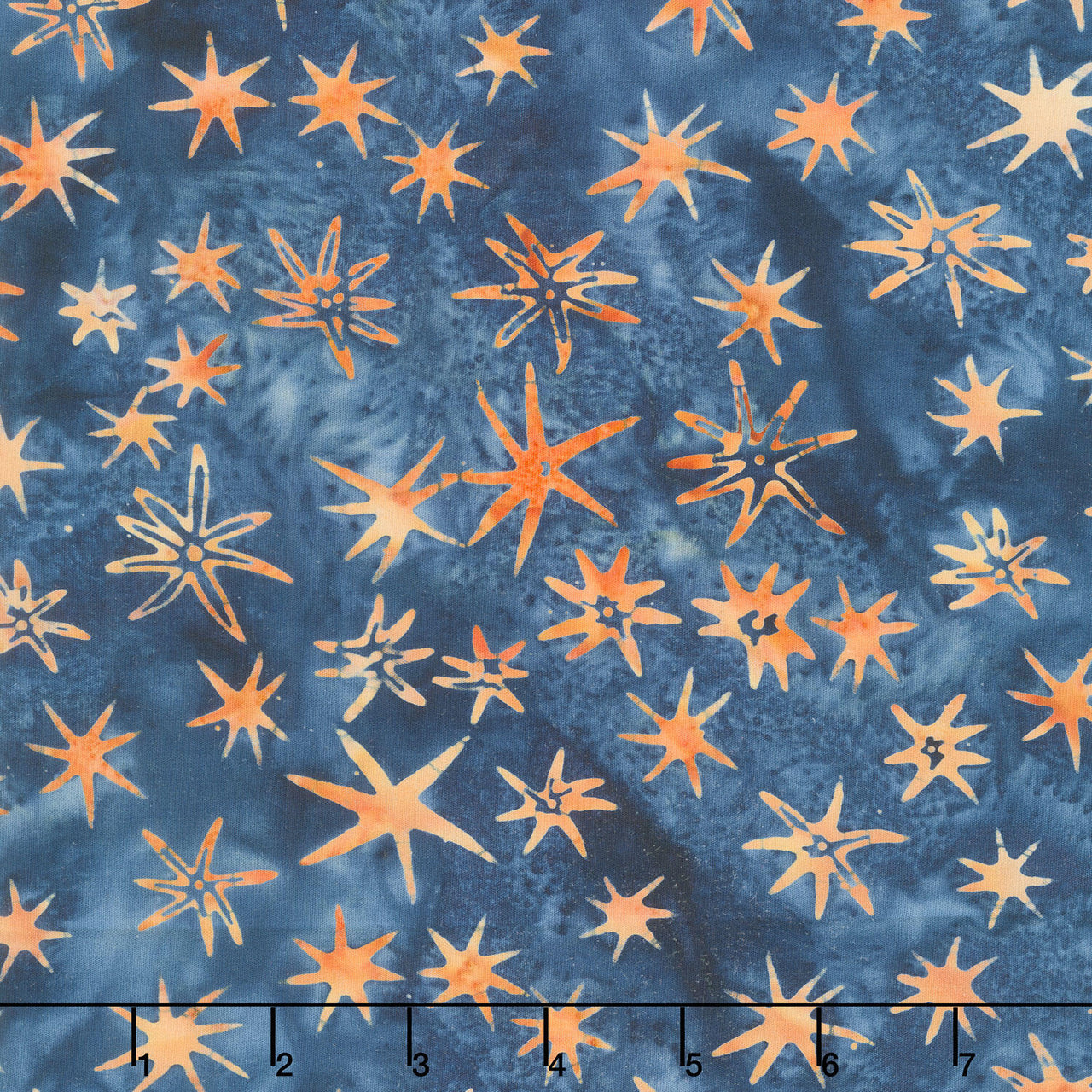 Starry Seas Batiks - Sea Stars Blue Orange Yardage