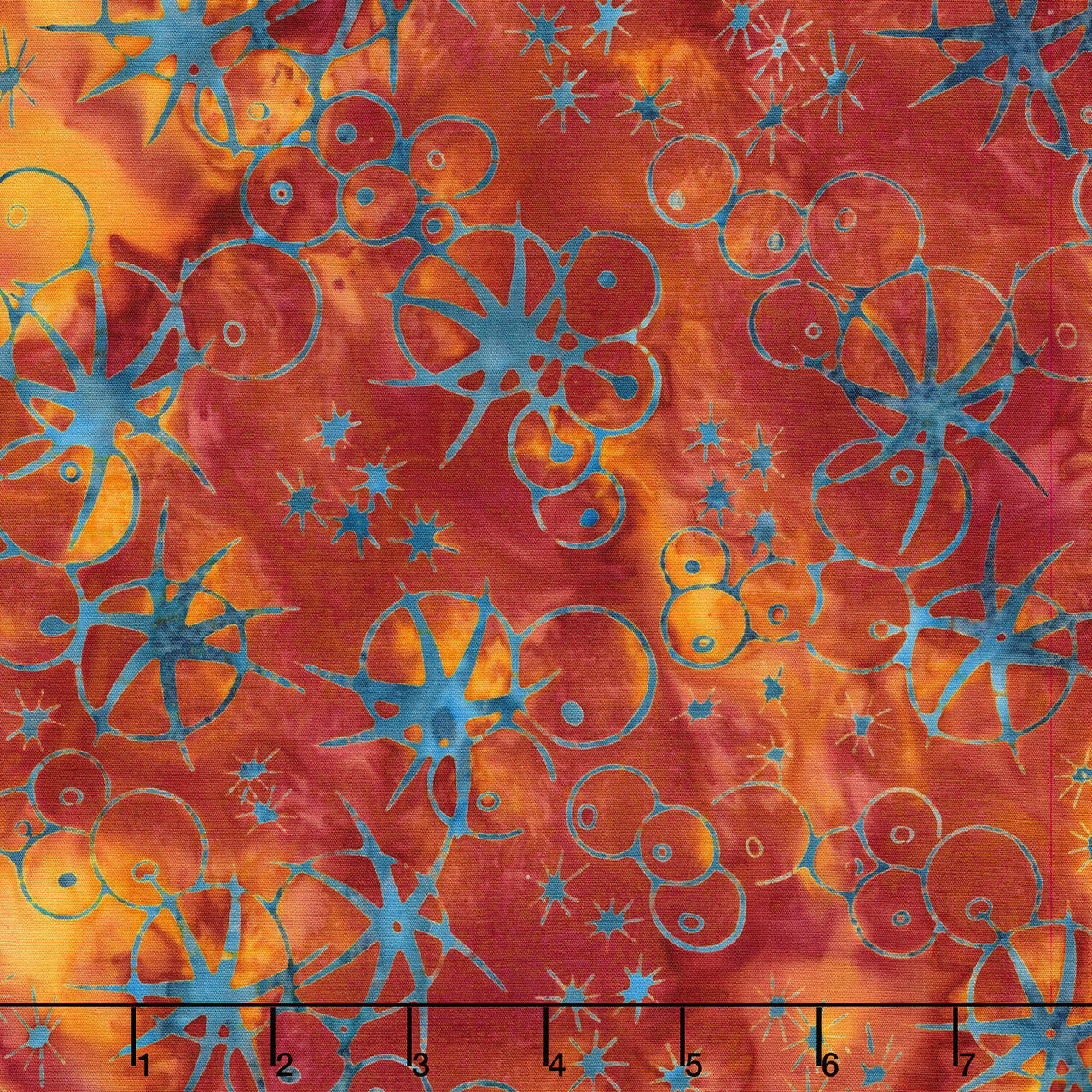 Starry Seas Batiks - Sea Urchins Orange Vermillion Yardage