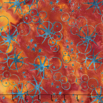 Starry Seas Batiks - Sea Urchins Orange Vermillion Yardage