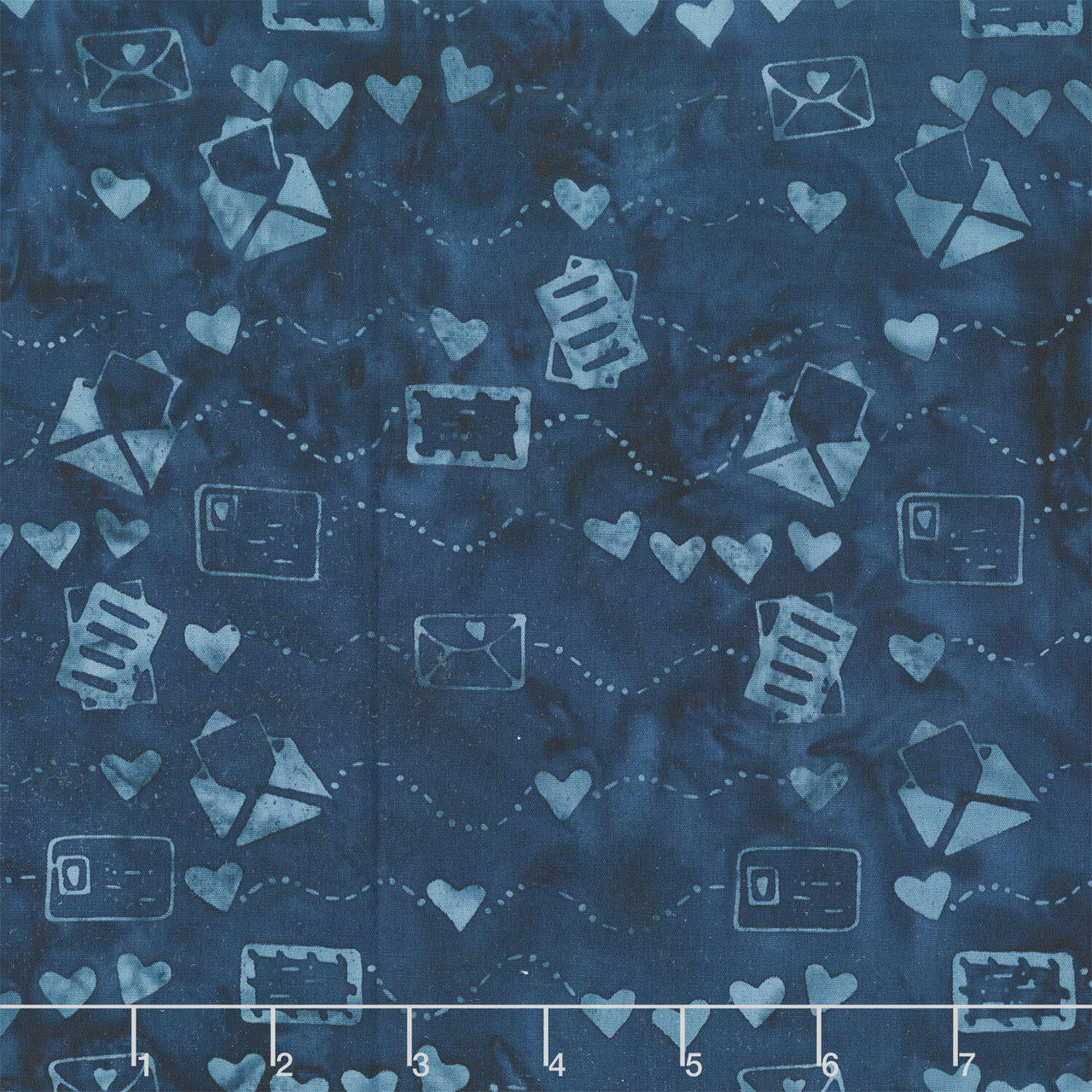Missing You Batiks - Air Mail Love Blue Navy Yardage