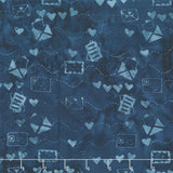 Missing You Batiks - Air Mail Love Blue Navy Yardage