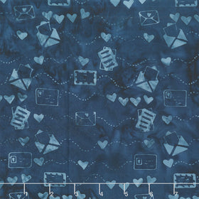 Missing You Batiks - Air Mail Love Blue Navy Yardage