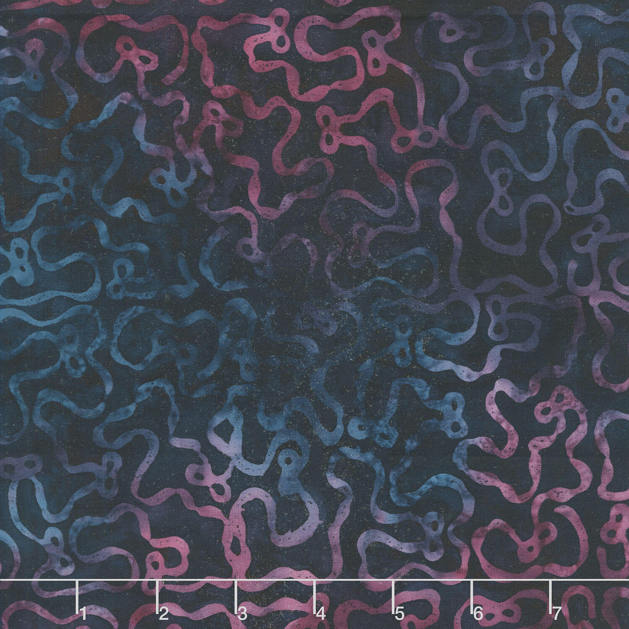 Missing You Batiks - Ribbon Meander with Bows Blue Storm Yardage