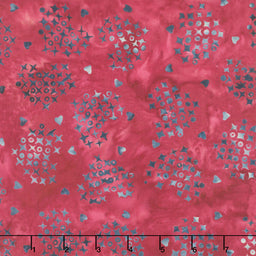 Missing You Batiks - Cross Stitch Hearts Pink Pomegranate Yardage