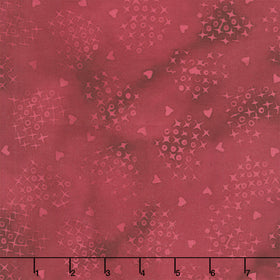 Missing You Batiks - Cross Stitch Hearts Red Burgundy Yardage