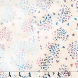 Missing You Batiks - Cross Stitch Hearts Neutral Snow Yardage