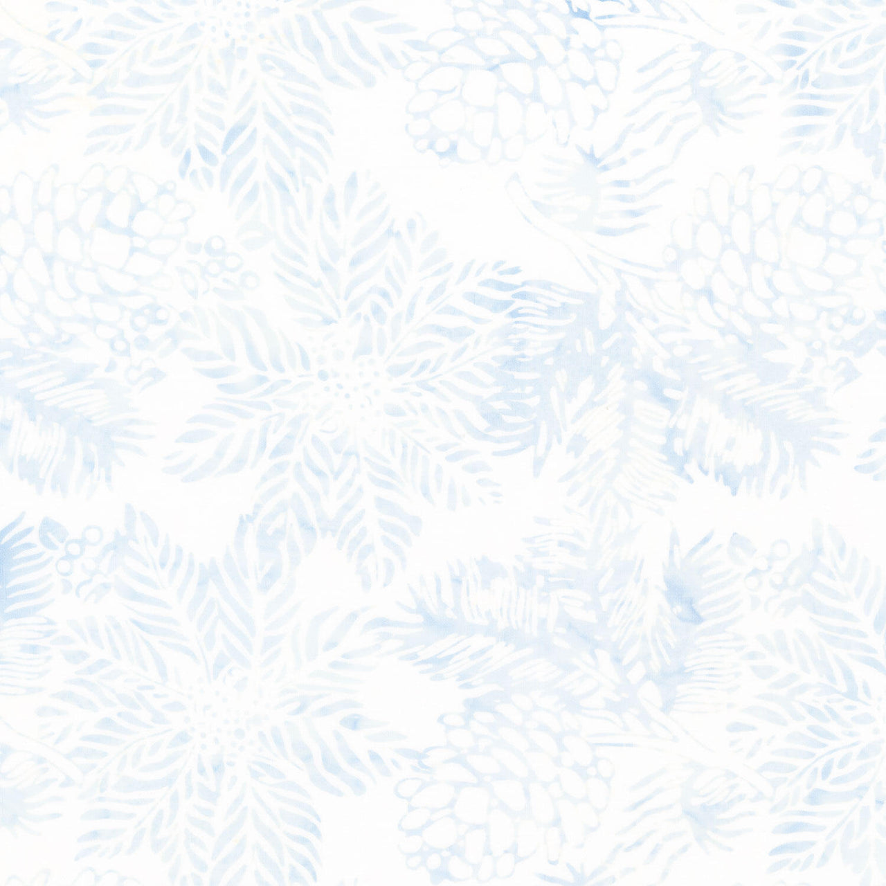 Frosted Wishes Batiks - Poinsettias and Pinecones White Yardage
