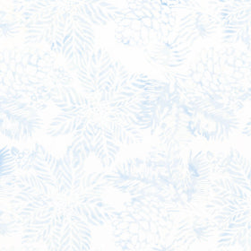 Frosted Wishes Batiks - Poinsettias and Pinecones White Yardage