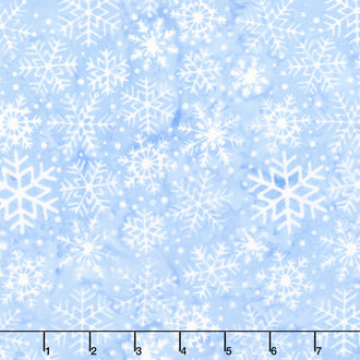 Frosted Wishes Batiks - Snowflakes Blue Chambray Yardage