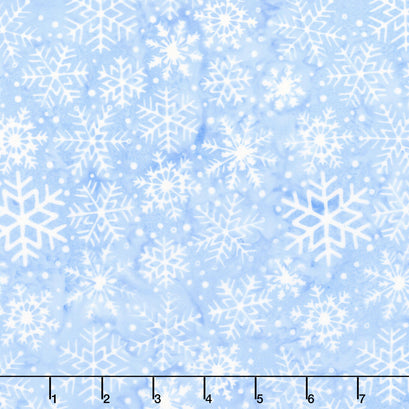 Frosted Wishes Batiks - Snowflakes Blue Chambray Yardage