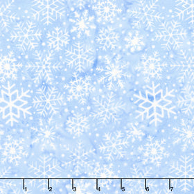 Frosted Wishes Batiks - Snowflakes Blue Chambray Yardage