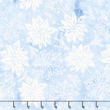 Frosted Wishes Batiks - Poinsettias and Sprigs Blue Bluebelle Yardage
