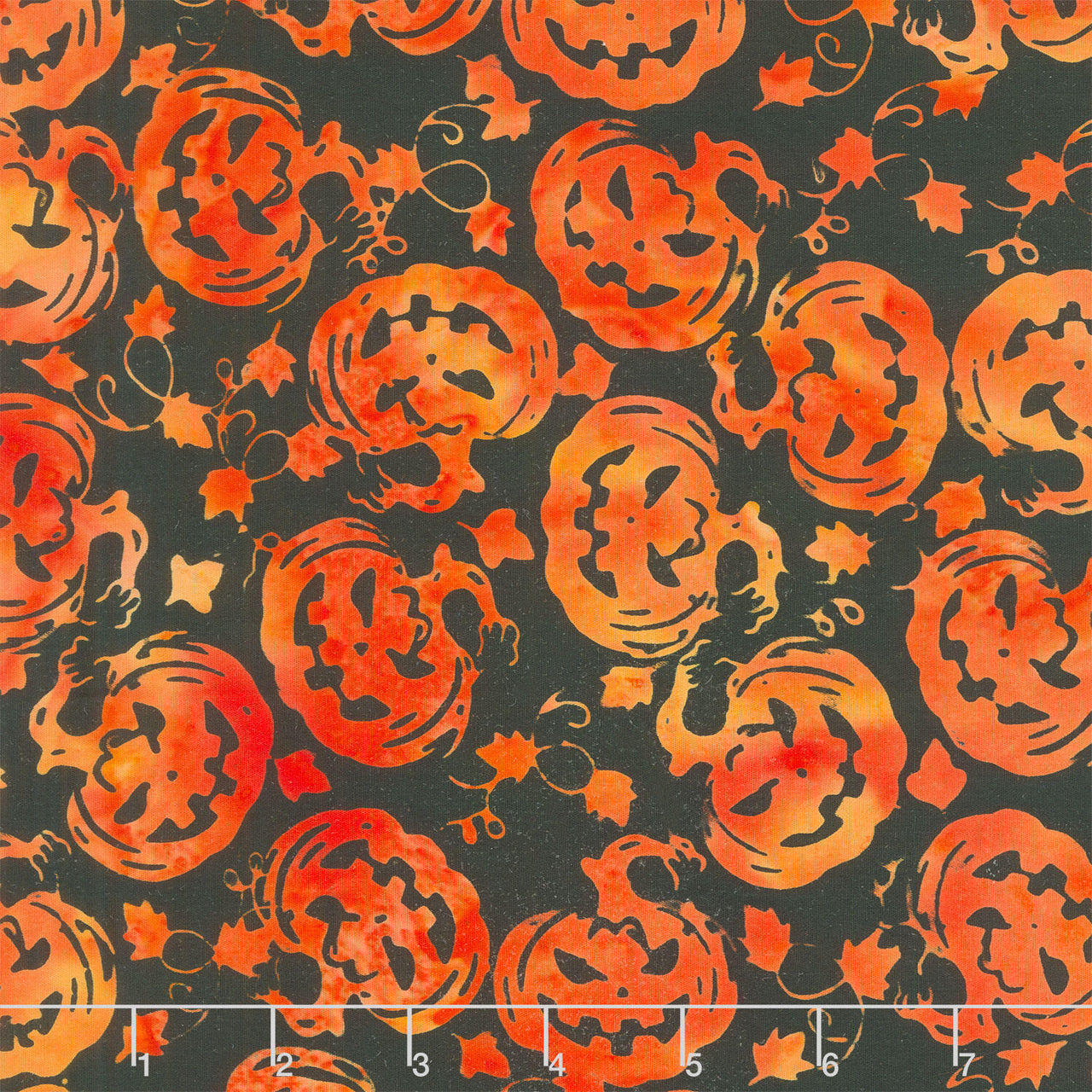 Boo Bash Batiks - Jack O Lantern Black Yardage