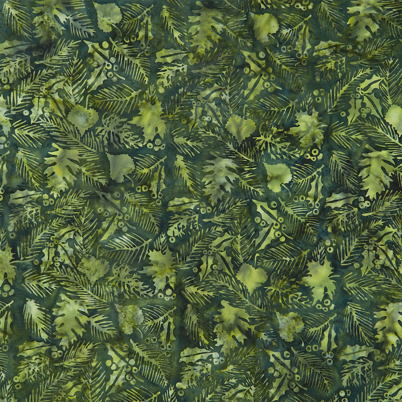 Autumn's Embrace Batiks - Hollyberries Fern Yardage