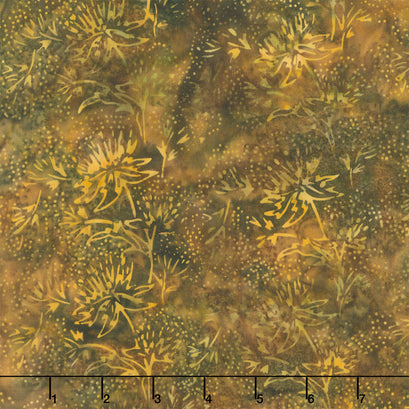 Autumn's Embrace Batiks - Floral Herb Brown Russet Yardage