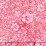 Posy Twist Batiks - Flowers and Leaves Pink Raspberry Yardage