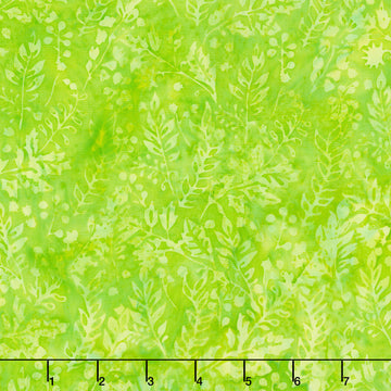 Posy Twist Batiks - Vines Leaves and Berries Green Pistachio Yardage