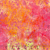 Posy Twist Batiks - Vines Leaves and Berries Multi Pink Orange Yardage