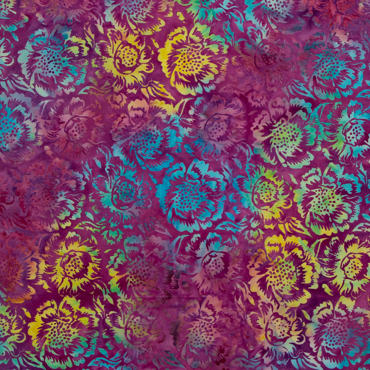 Springtime Bouquet Batiks - Large Floral Purple Heather Yardage