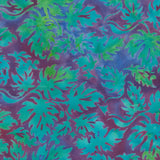Springtime Bouquet Batiks - Condensed Leaves Multi Blue Purple Yardage