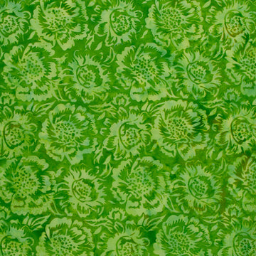 Springtime Bouquet Batiks - Large Floral Green Ivy Yardage