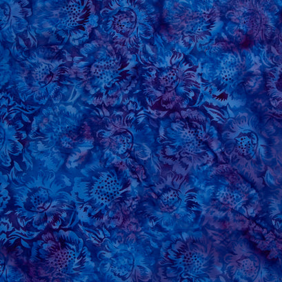 Springtime Bouquet Batiks - Large Floral Multi Blue Purple Yardage