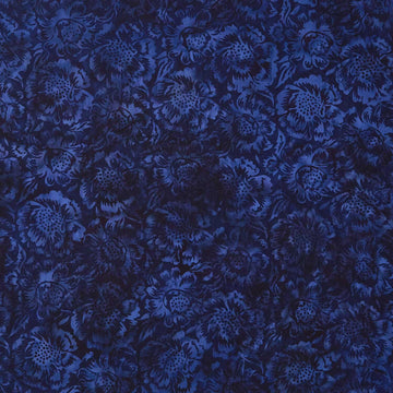 Countryside Charm Batiks - Large Floral Blue Storm Yardage