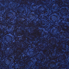 Countryside Charm Batiks - Large Floral Blue Storm Yardage