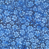 Countryside Charm Batiks - Small Flowers and Leaves Blue Ocean Yardage