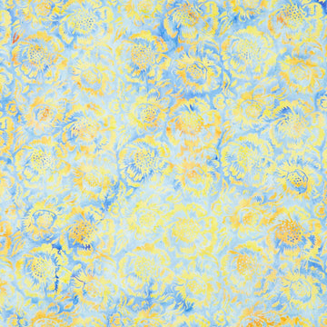Countryside Charm Batiks - Large Floral Blue Sky Yardage